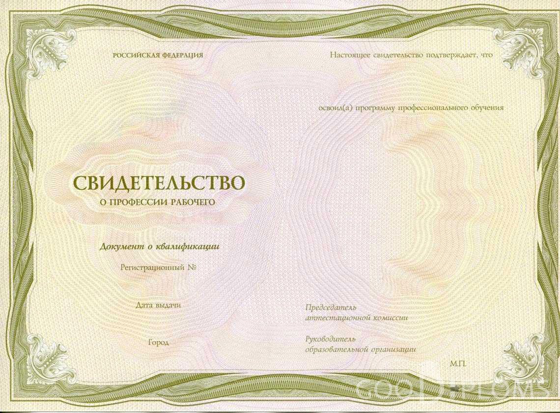 Свидетельство о Профессии Рабочего период выдачи 1999-2020 -  Ижевск